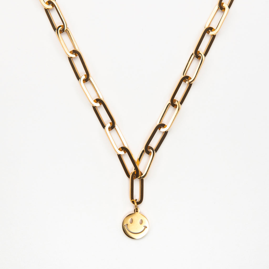 Chunky Gold Plated Smile Necklace