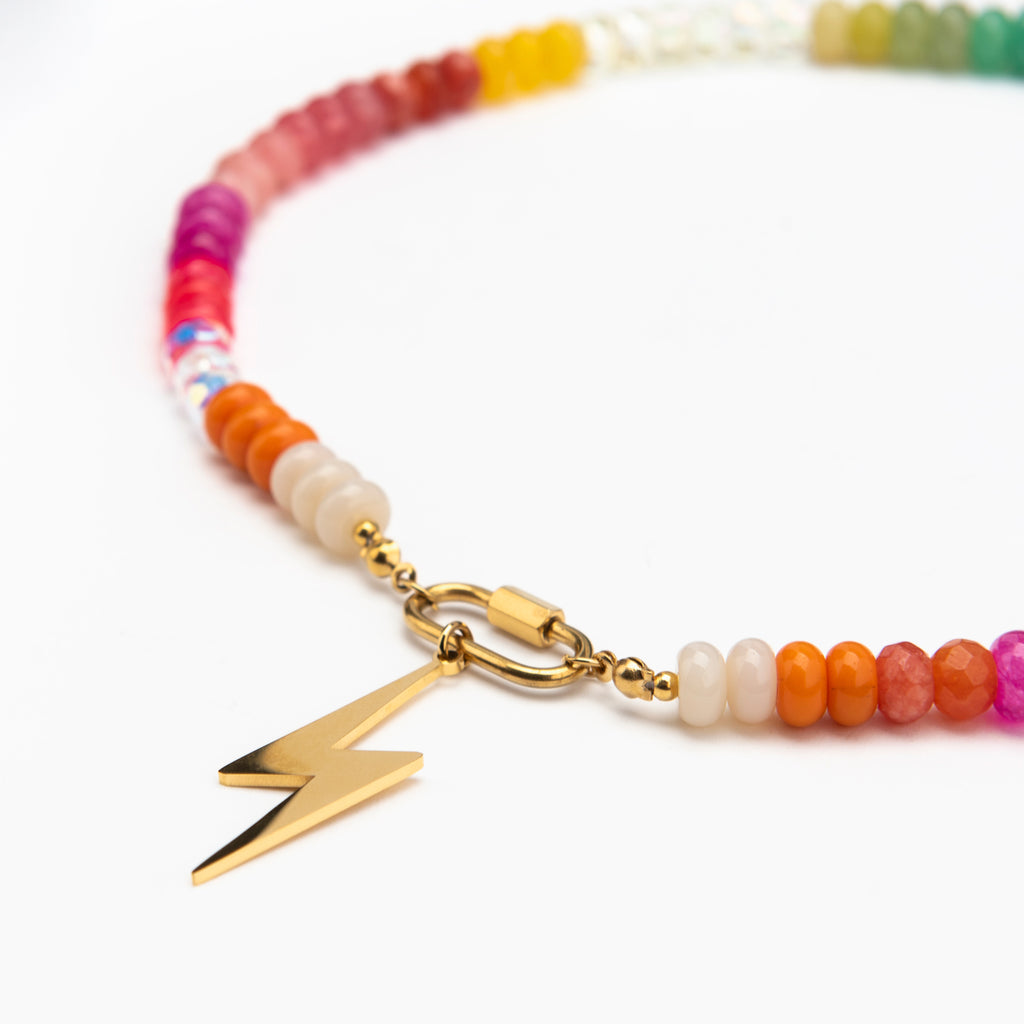 Rainbow Candy Lightning Bolt Necklace