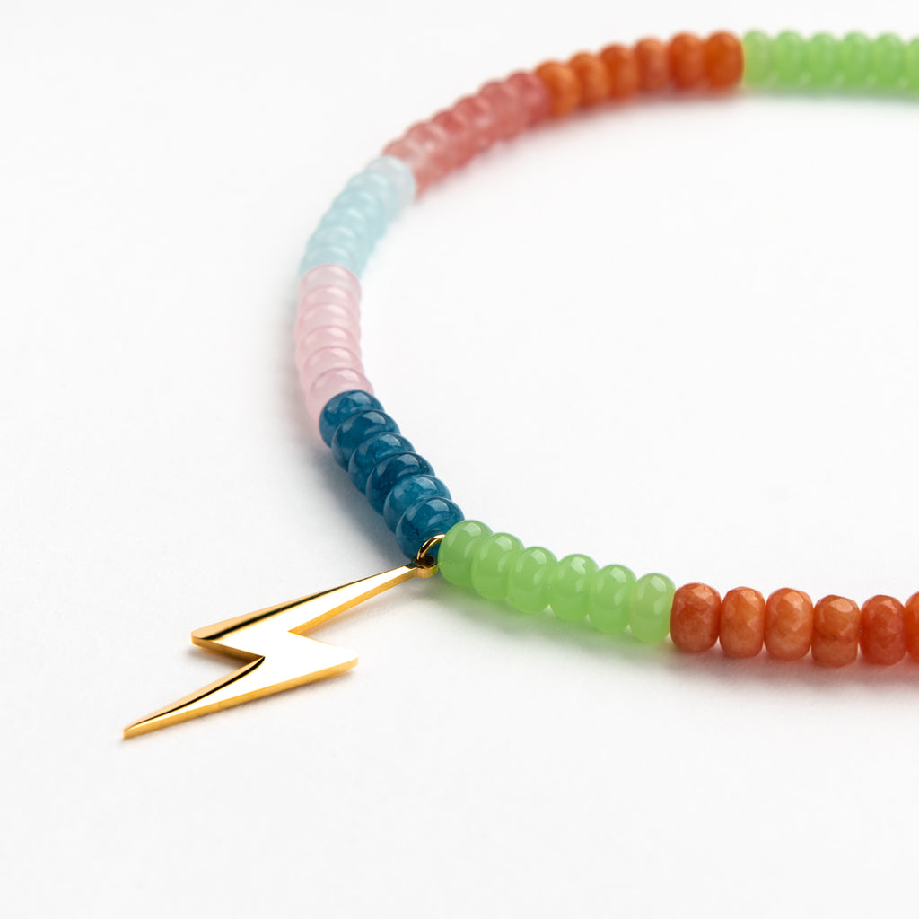 Pastel Colour Block Candy Lightning Bolt Necklace