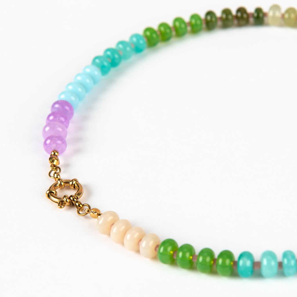 Pastel Rainbow Candy Bead Necklace