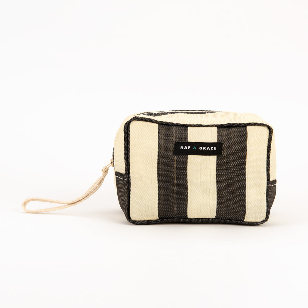 Black and Cream Stripe Recycled Plastic Wash Bag