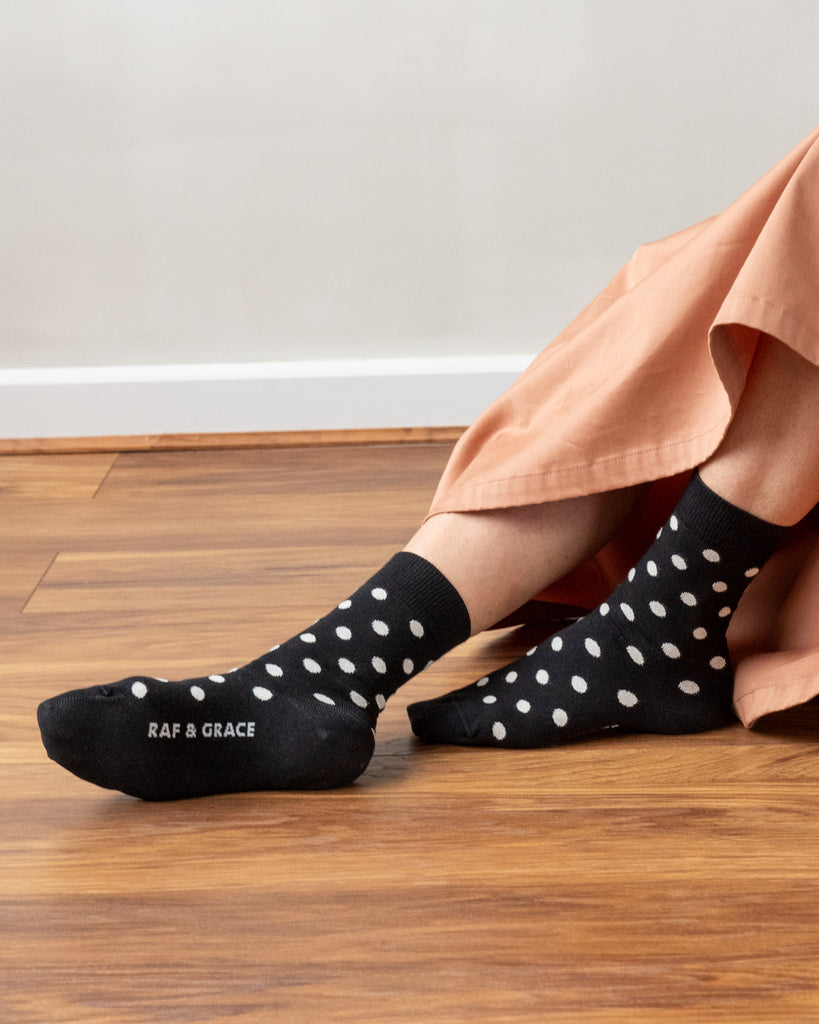 Luxe Cotton Black Polka Dot Socks