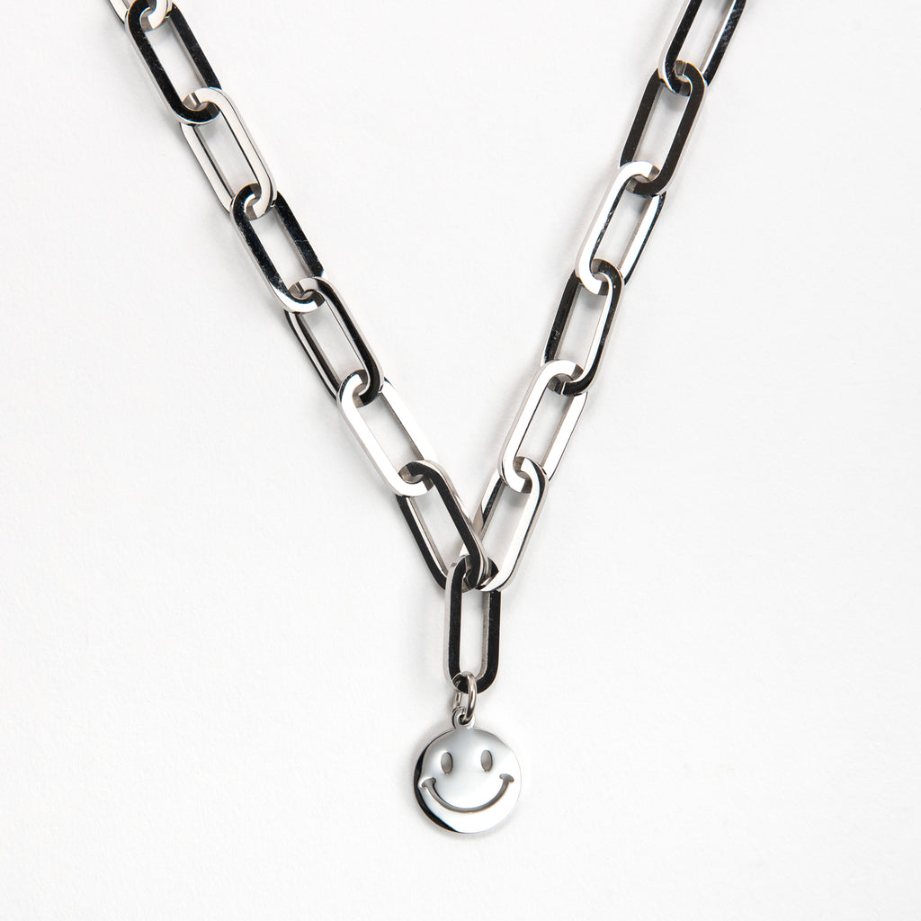 Chunky Silver Smile Necklace