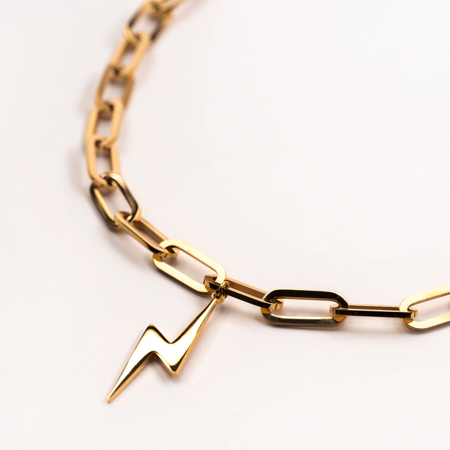 Chunky Gold Plated Lightning Bolt Necklace – Raf and Grace