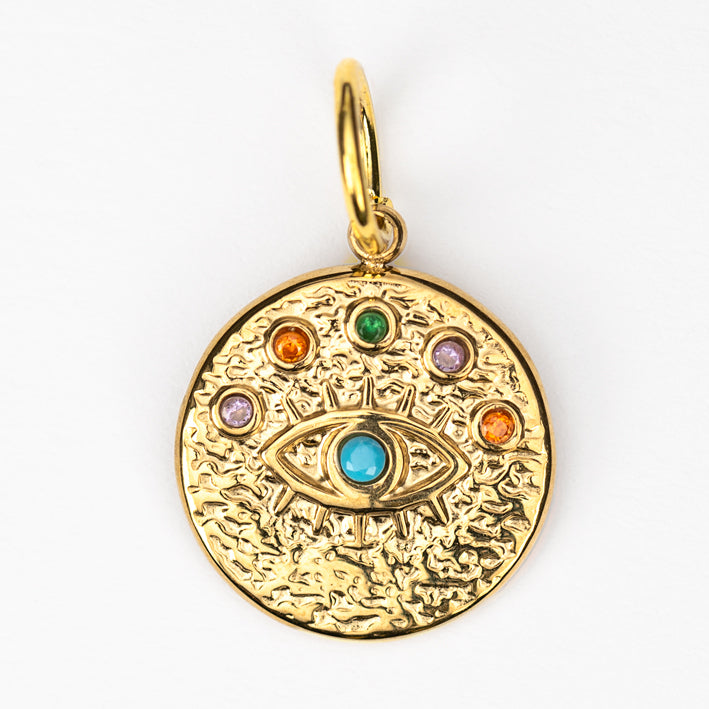 Gold Plated Gem Stone Magic Eye Charm