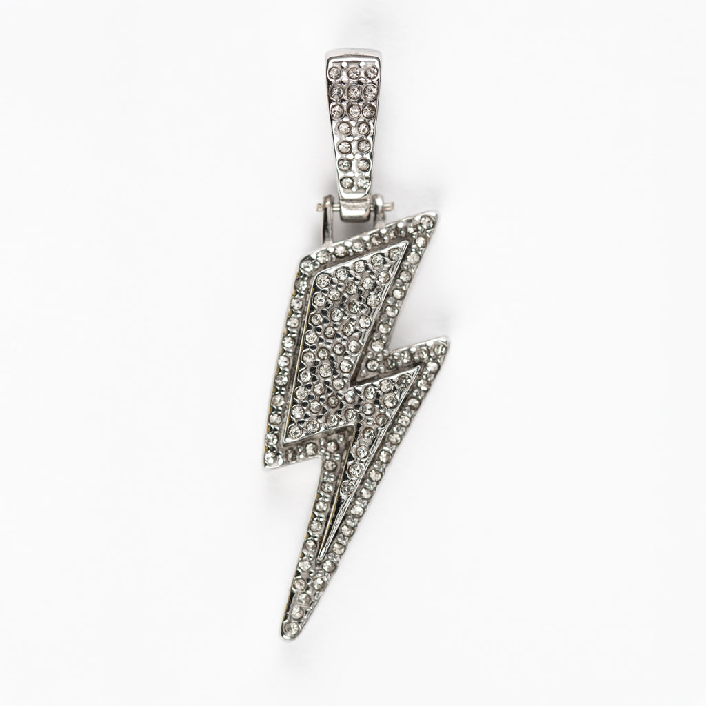 Silver Chunky Rhinestone Lightning Bolt Charm