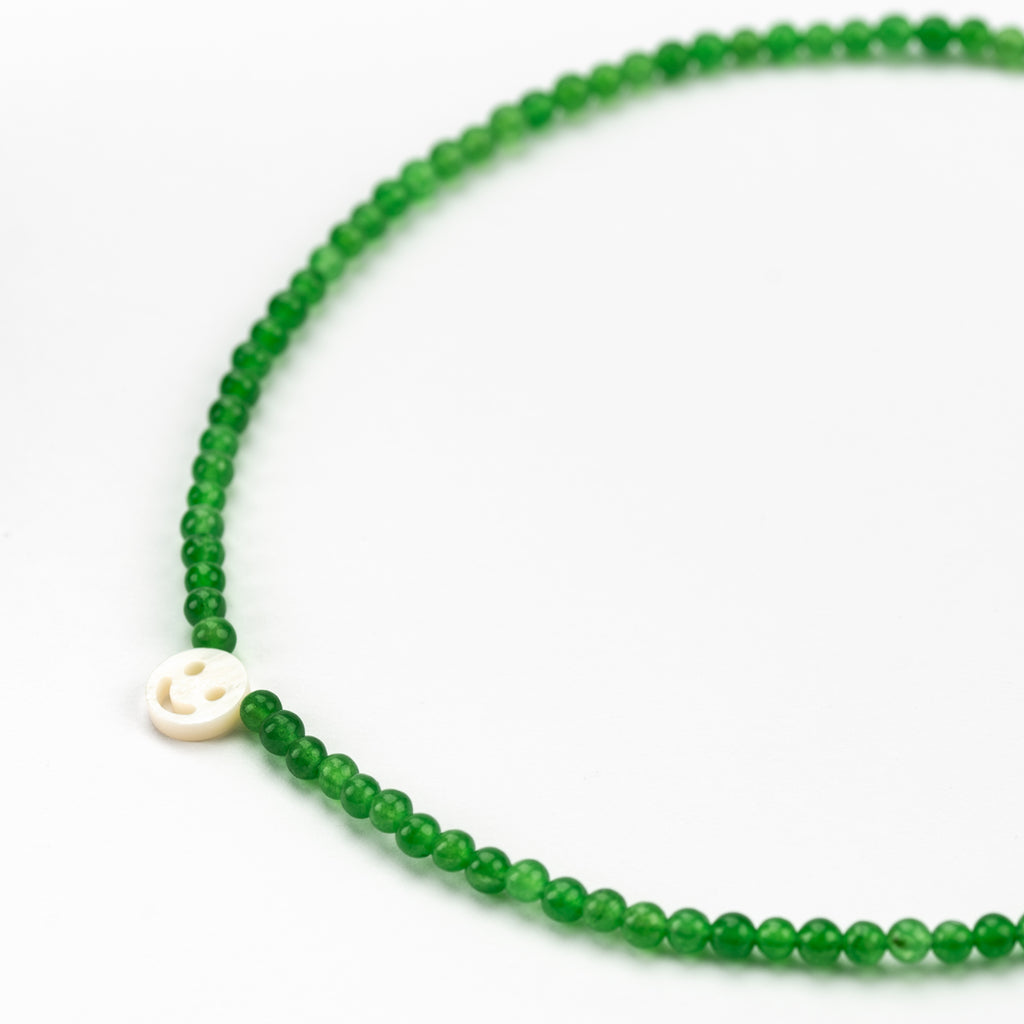 Peachy + Wild Chalcedony Green Smile Necklace