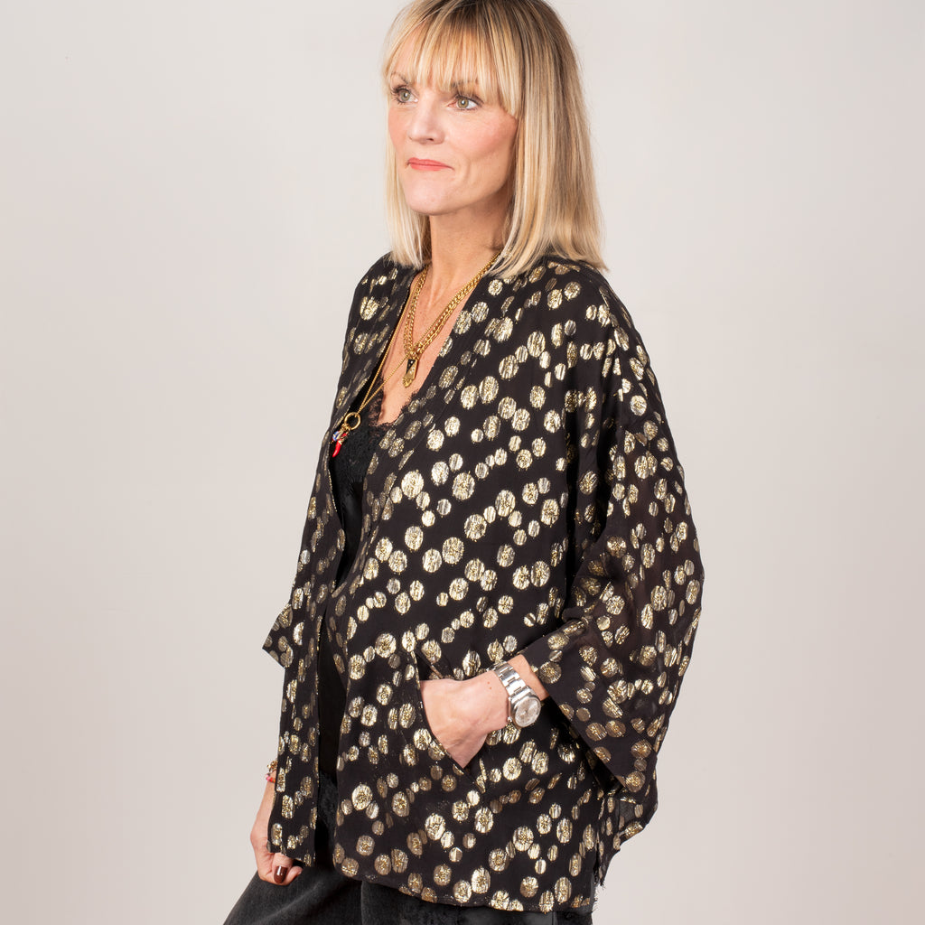 Black & Gold Spot Katy Kimono Jacket