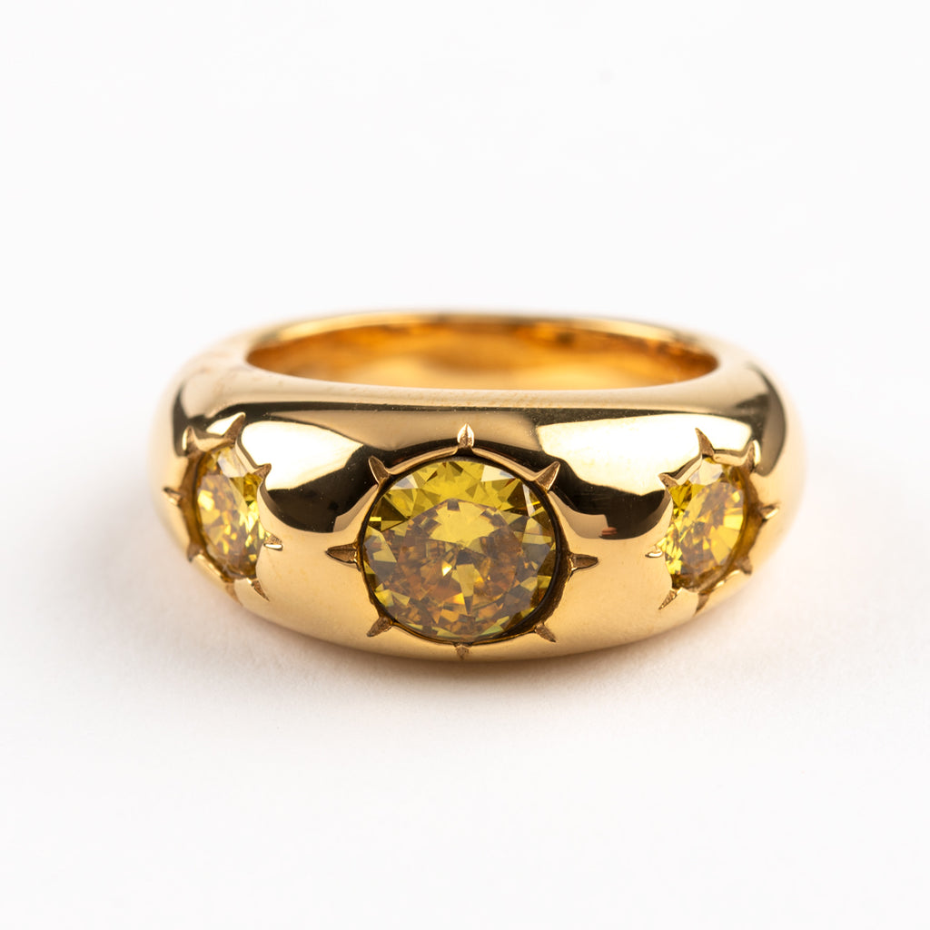 Eleanor Gold Plated Yellow Gem Stone Ring