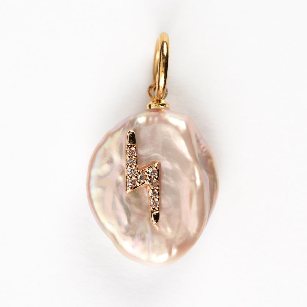 Iris Pearl Lightning Bolt Charm