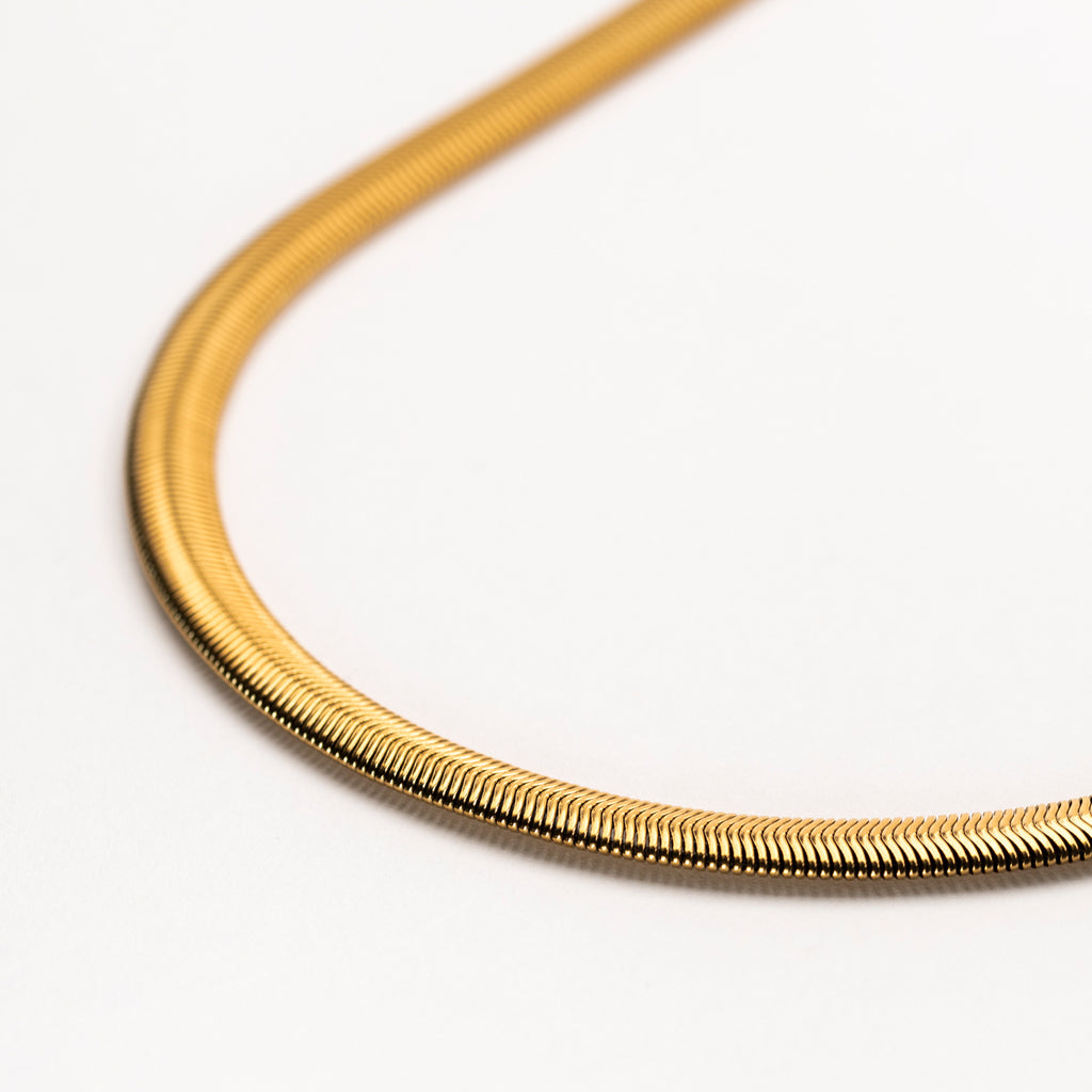 Gold Plated Flat Snake Necklace