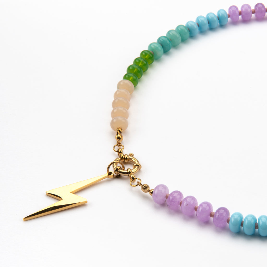 Pastel Rainbow Candy Lightning Bolt Necklace