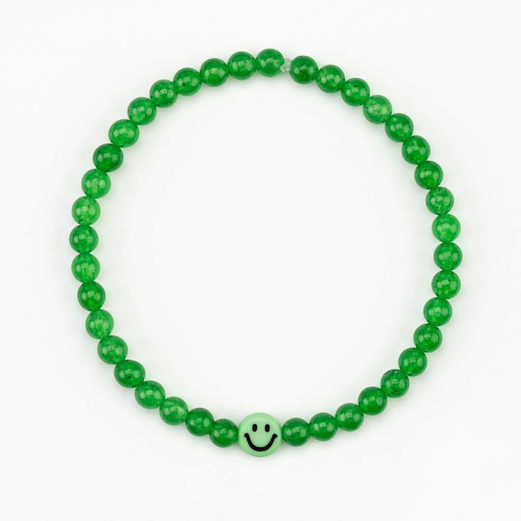 Peachy + Wild Black Green Chalcedony Beaded Smile Bracelet