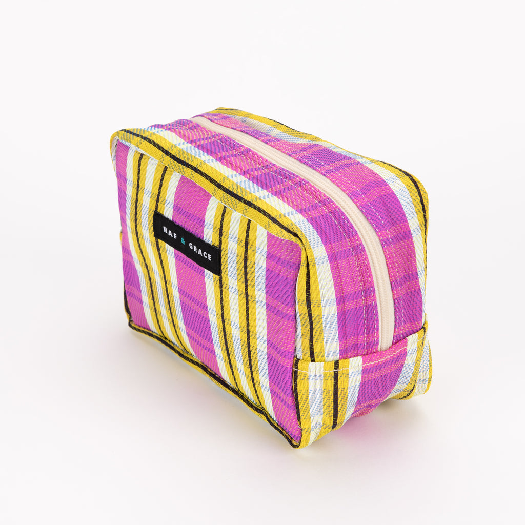 Yellow and Pink Stripe Recycled Plastic Wash Bag