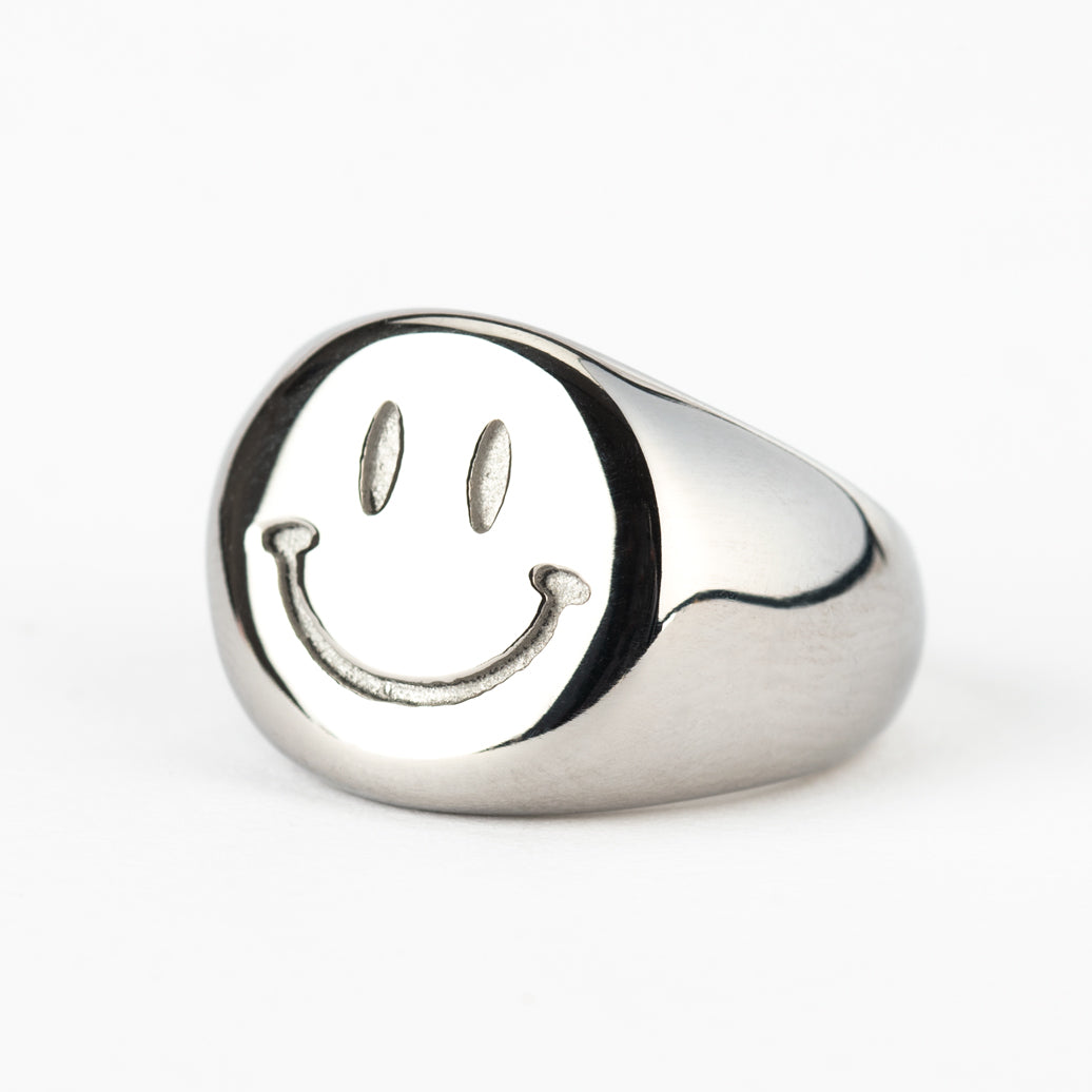 Silver Smile Signet Ring - Main Image