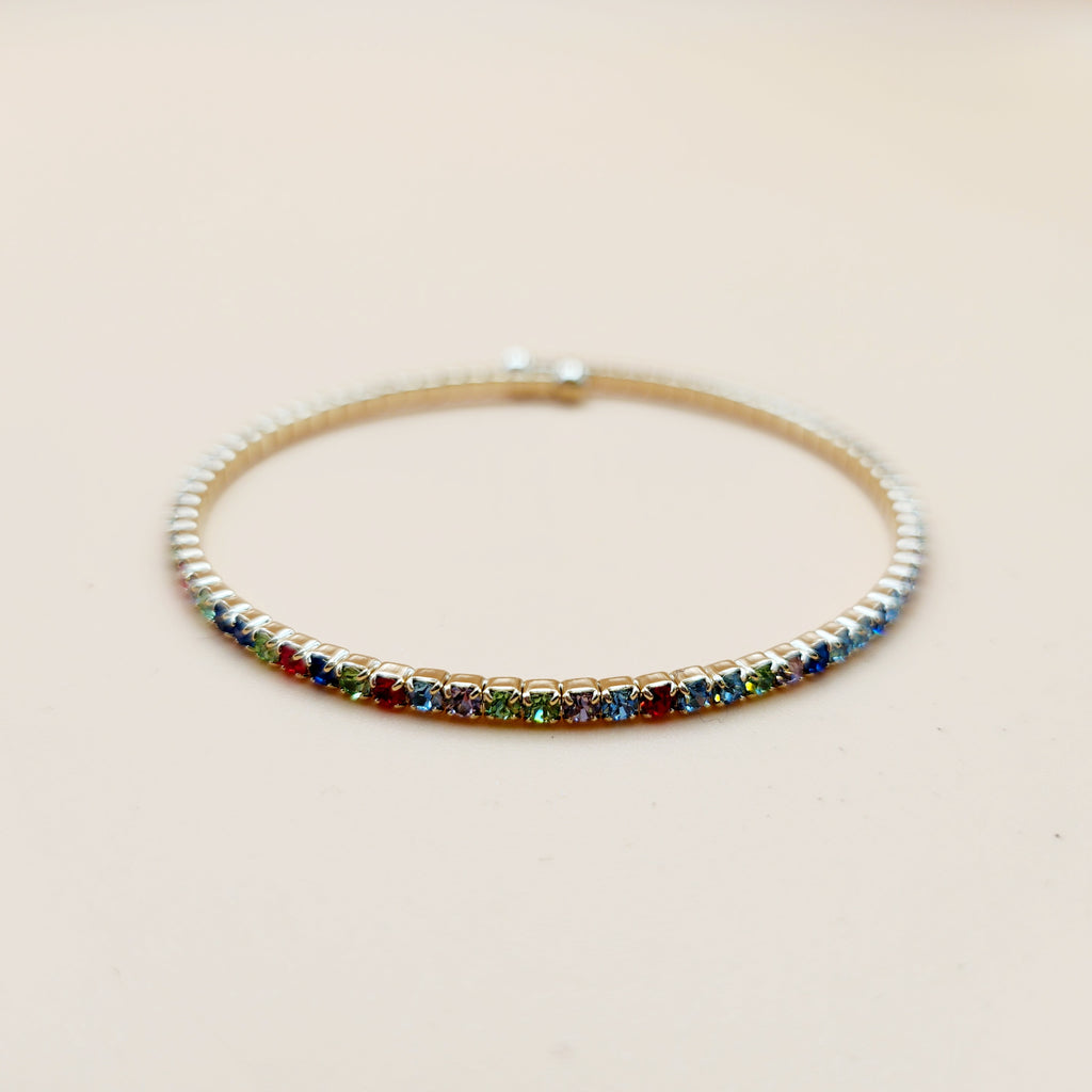 Slim Crystal Rainbow Gold Bracelet