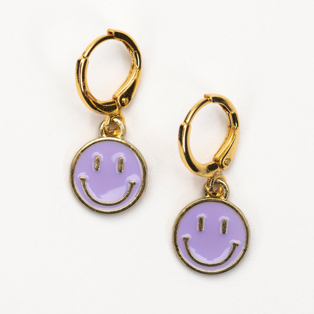Gold Plated Lilac Smile Huggie Earrings