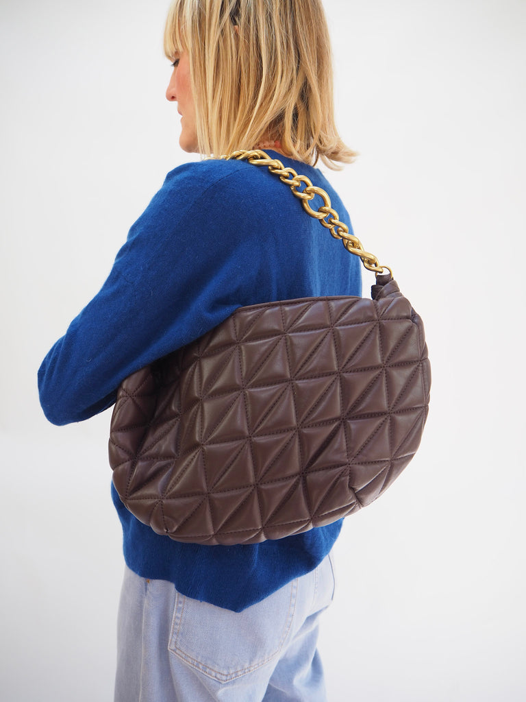 Preloved Zara Brown Faux Leather Quilted Bag 