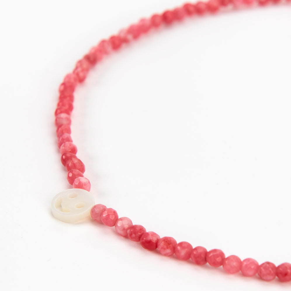 Peachy + Wild Chalcedony Pink Smile Necklace