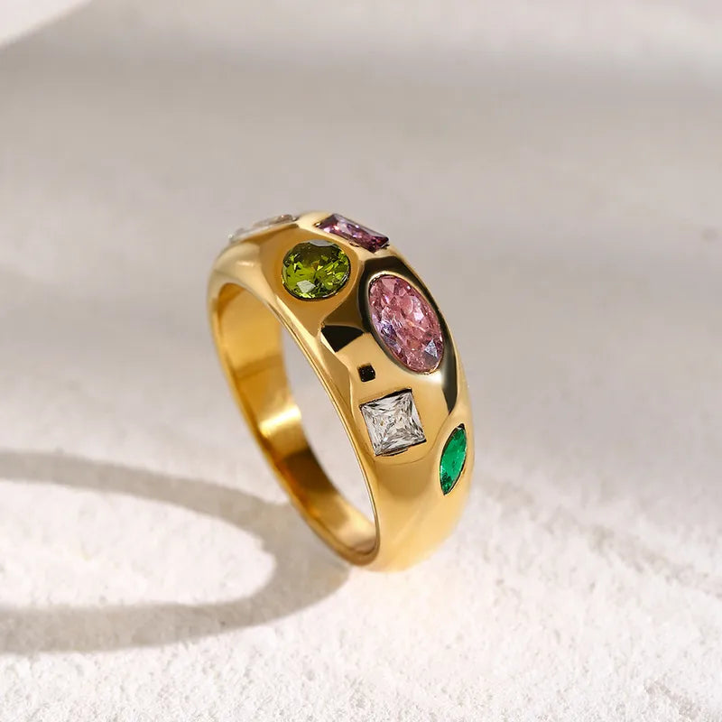 Lucie Gold Plated Gem Stone Ring