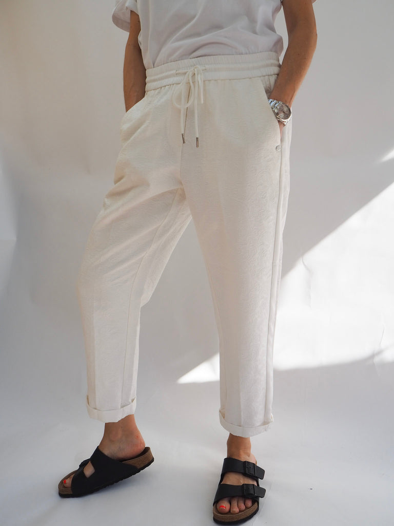 Preloved Gustav White Textured Trousers Size Medium 