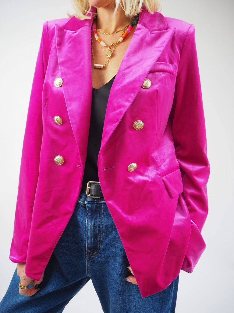 New With Tags Pink Velvet Blazer Jacket Size UK12