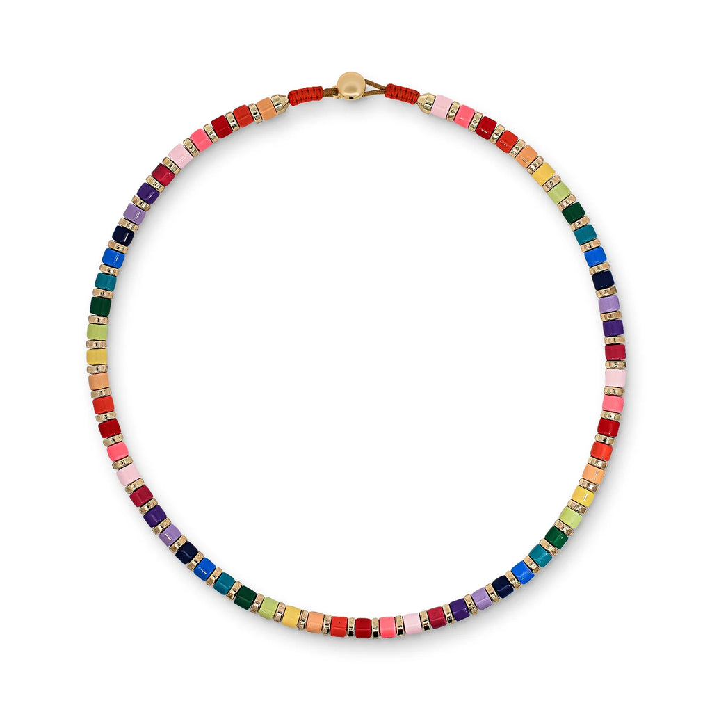 XUXA Multicoloured Rainbow and Gold-Tone Metal Beaded Necklace