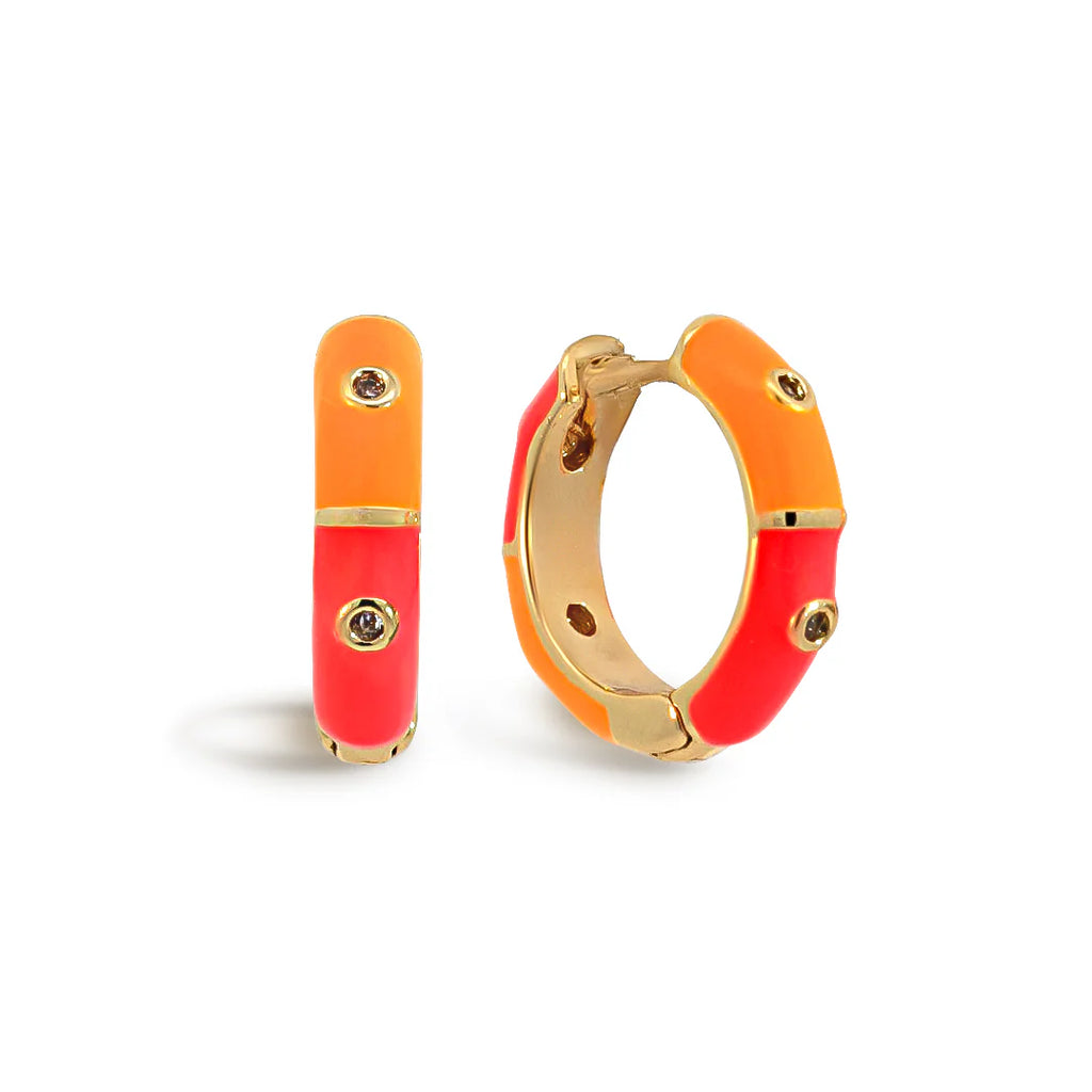 XUXA Orange and Pink Enamel Hoop Earrings