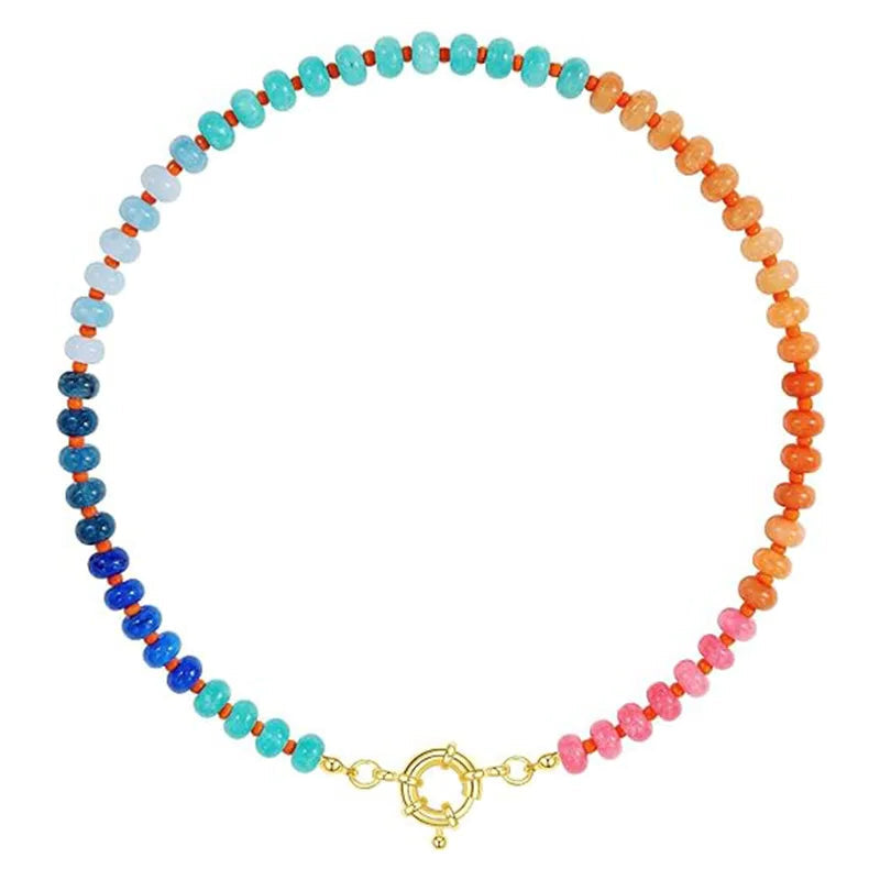 Orange, Pink and Blue Candy Bead Necklace