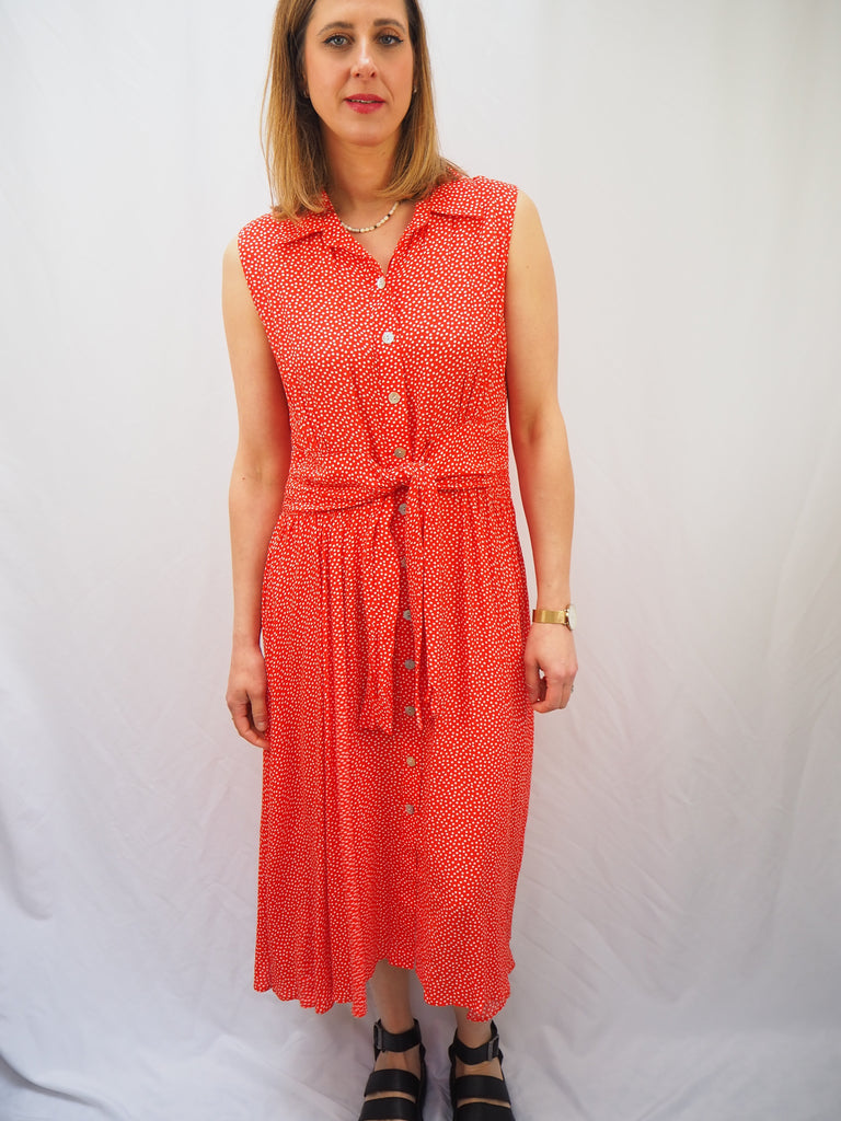 Vintage Red Spot Midi Dress Size UK14