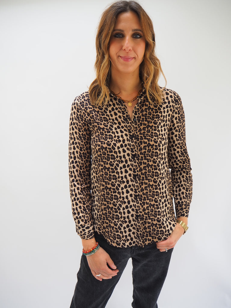 Preloved Zara Animal Print & Lace Shirt Size Medium