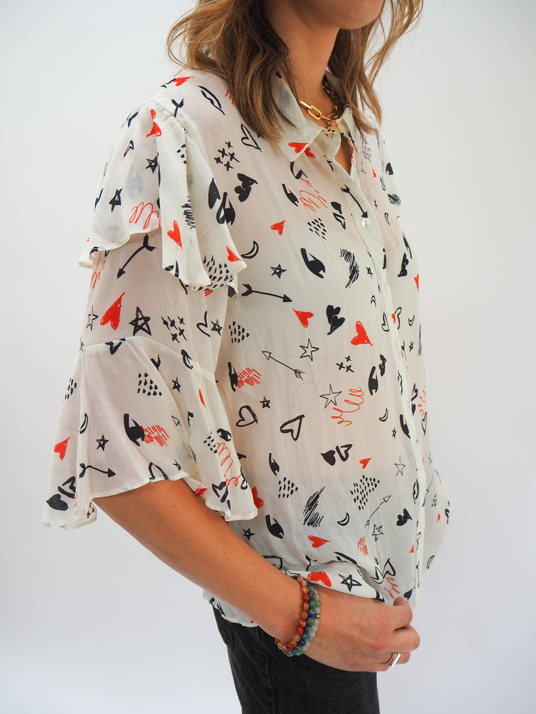 Preloved Lily & Lionel Print Blouse Size Large