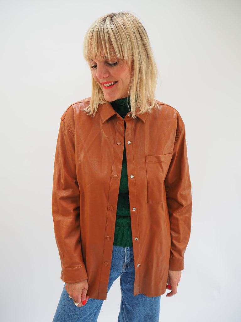 Preloved ASOS Faux Leather Shirt Size Small