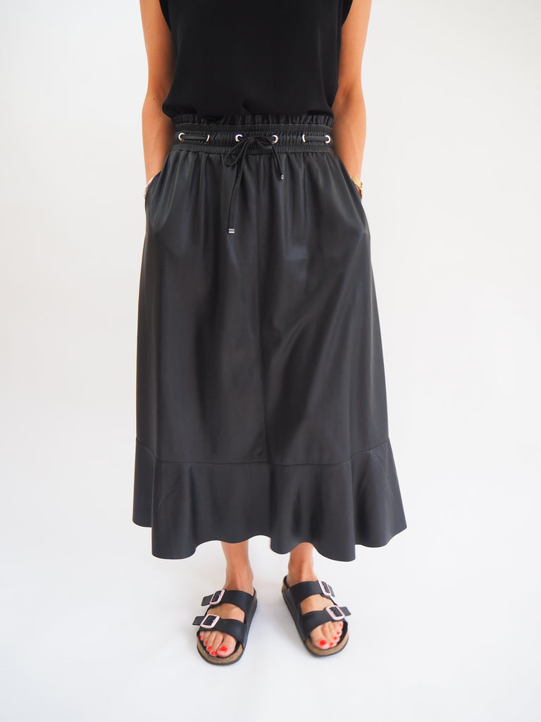 Preloved River Island Faux Leather Midi Skirt Size UK14