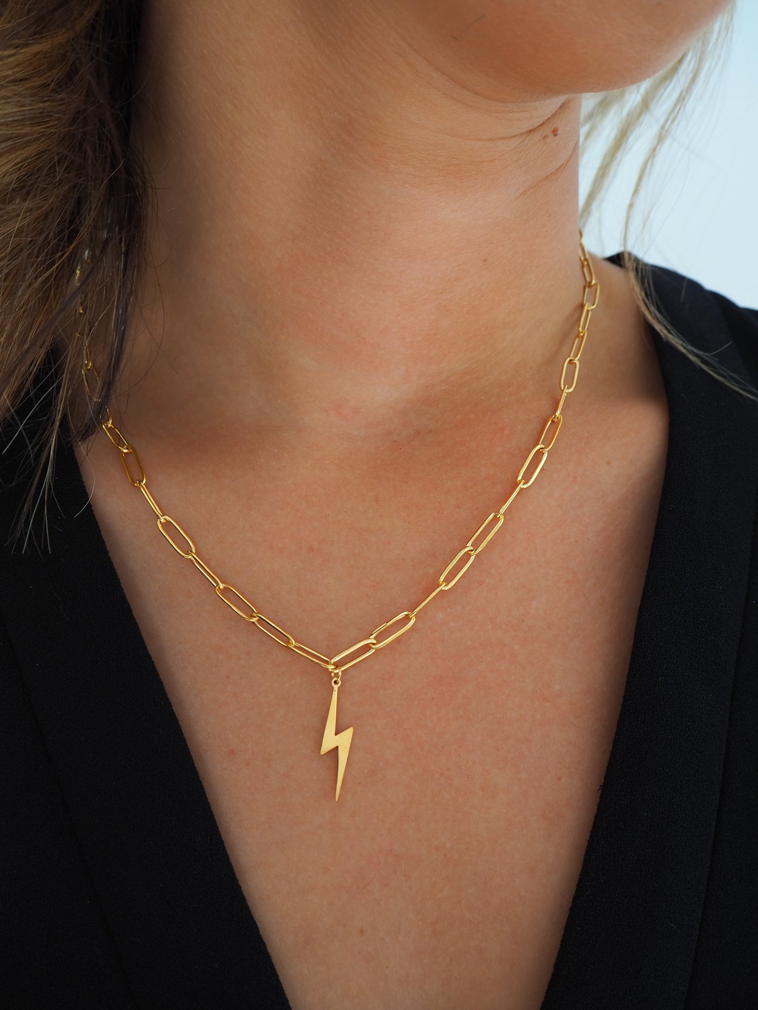 Gold Plated Lightning Bolt Necklace – Raf and Grace