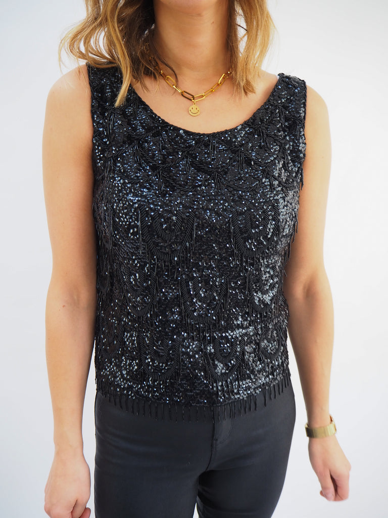 Vintage Sequin and Beaded Cami Top Size Medium