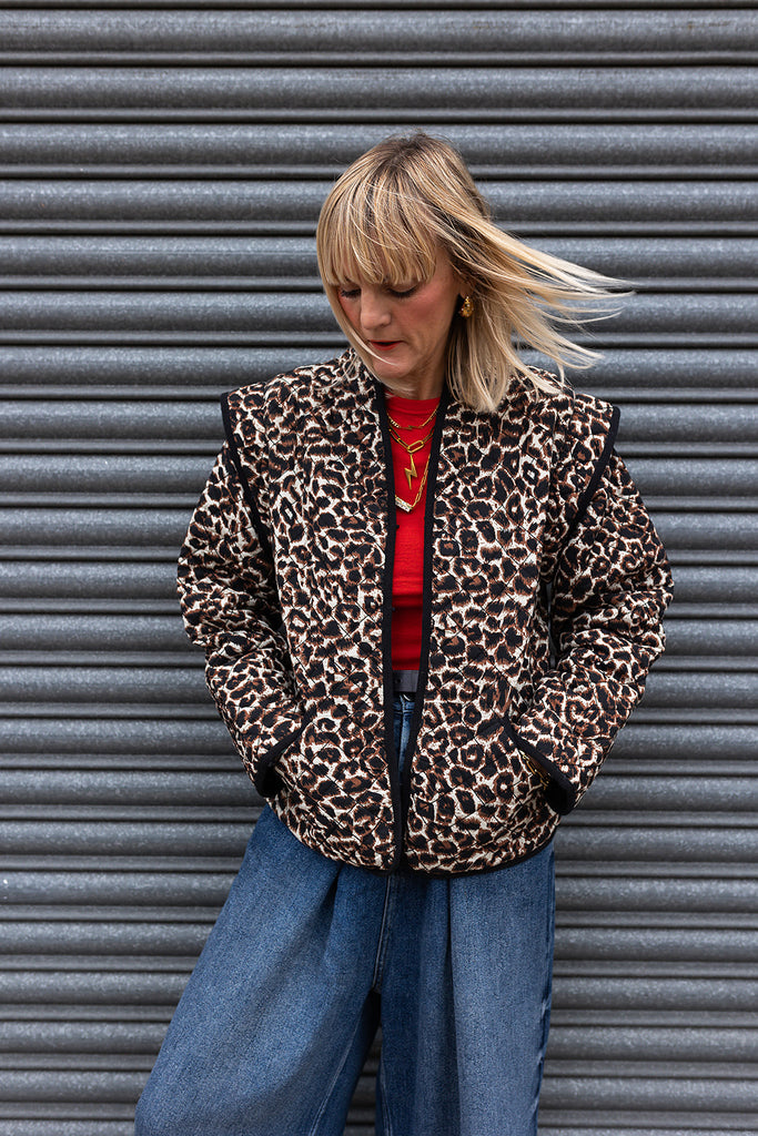 Pandora Leopard Print Two In One Cotton Quilted Jacket