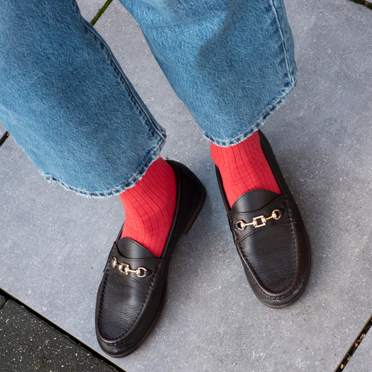 Luxe Cotton Red Ribbed Socks – Raf and Grace