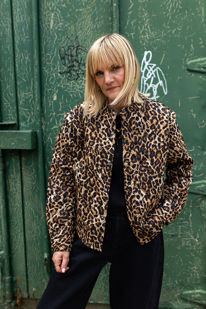 Claudia Leopard Print Cotton Quilted Jacket