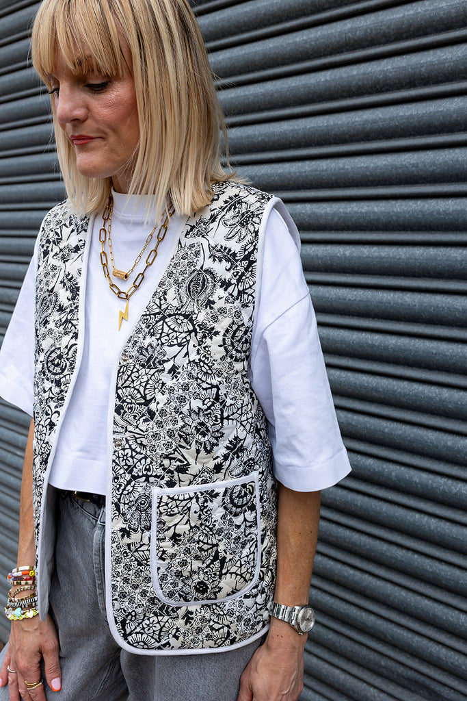 Felicity Floral Print Cotton Quilted Gilet