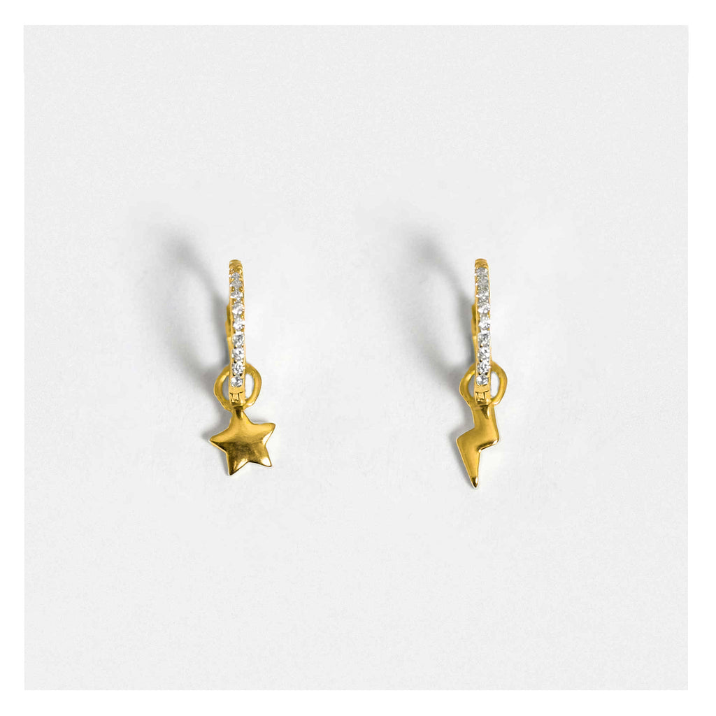 Jessie Gold Plated Lightning Bolt & Star Huggie Earrings