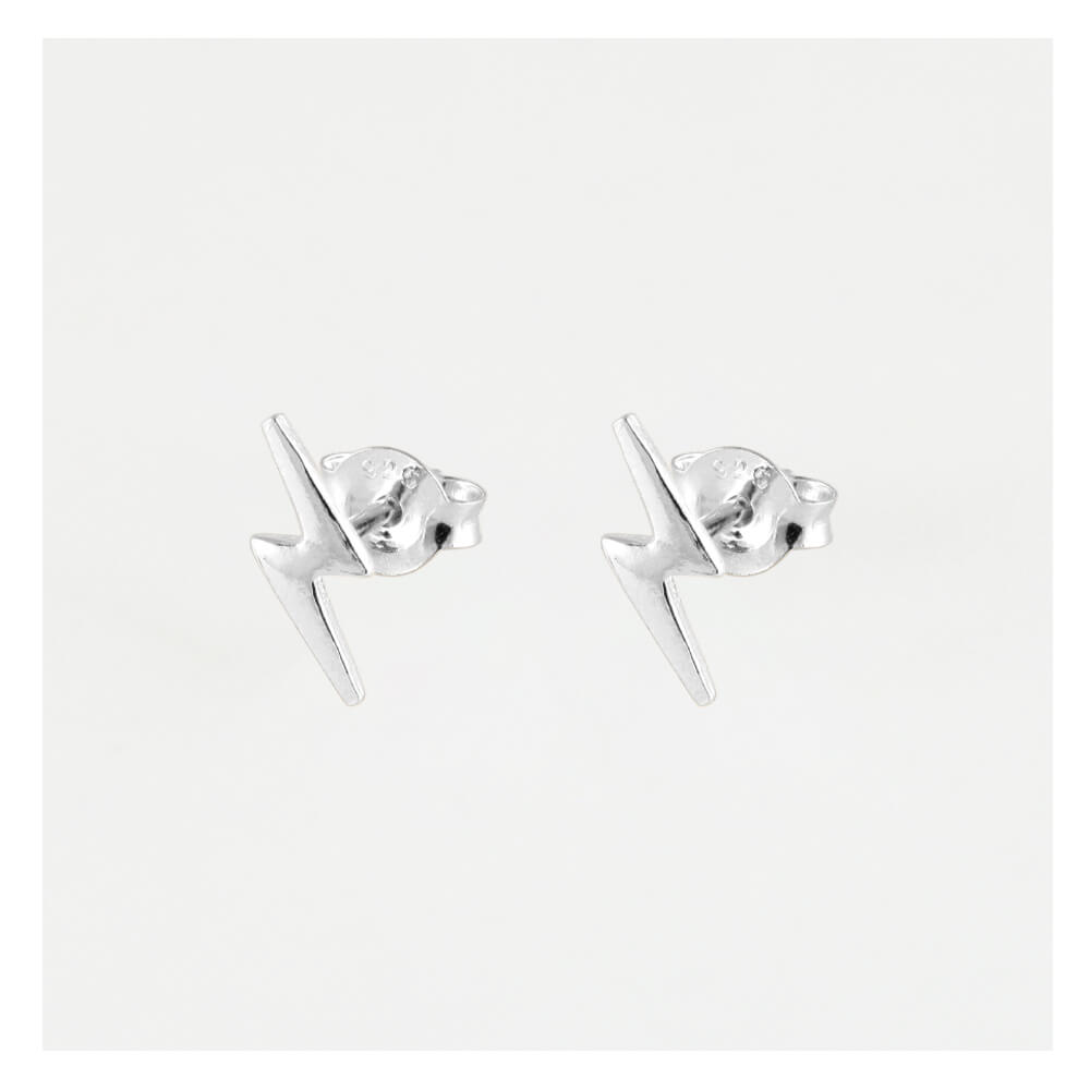 Sterling Silver Lightning Bolt Stud Earrings