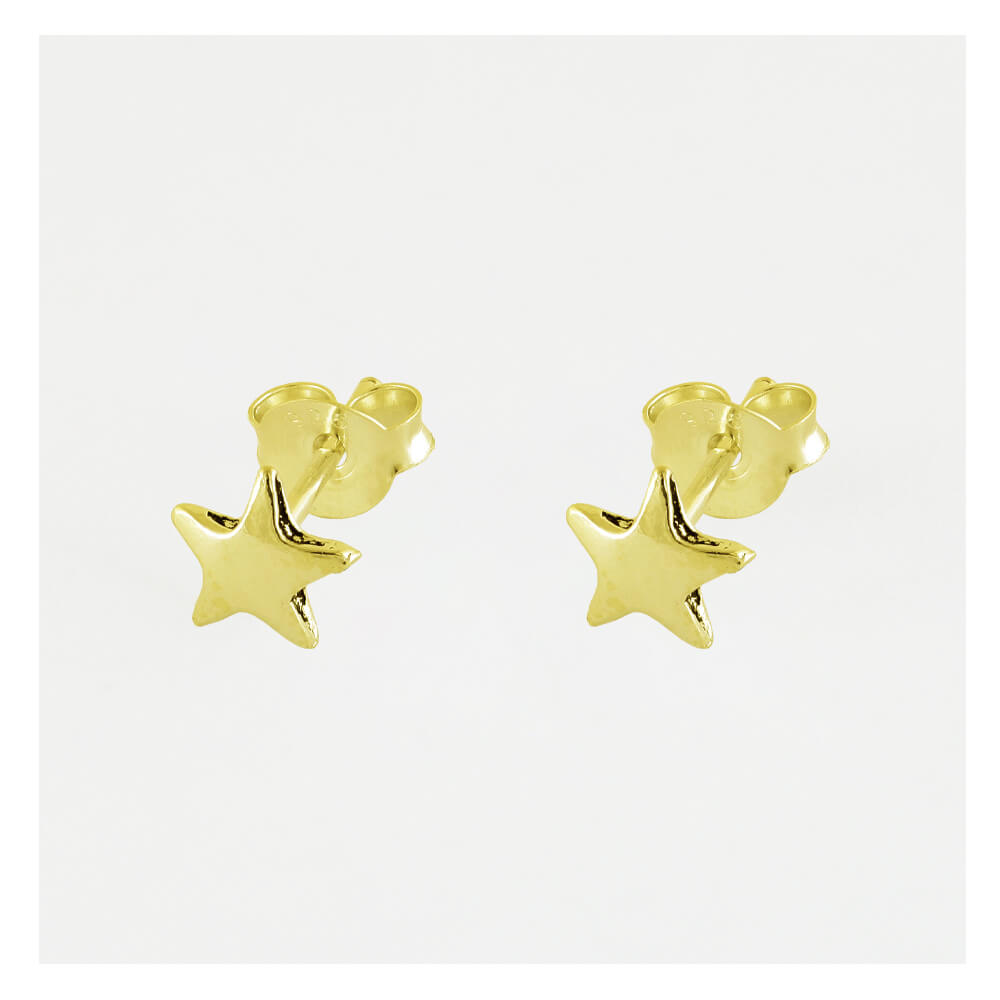 Gold Plated Sterling Silver Star Stud Earrings