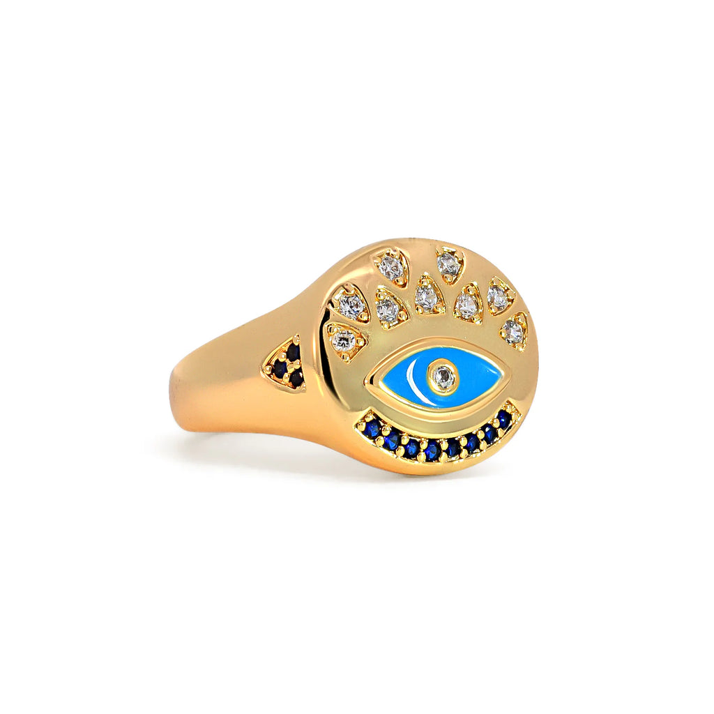 XUXA Blue Embellished Evil Eye Ring