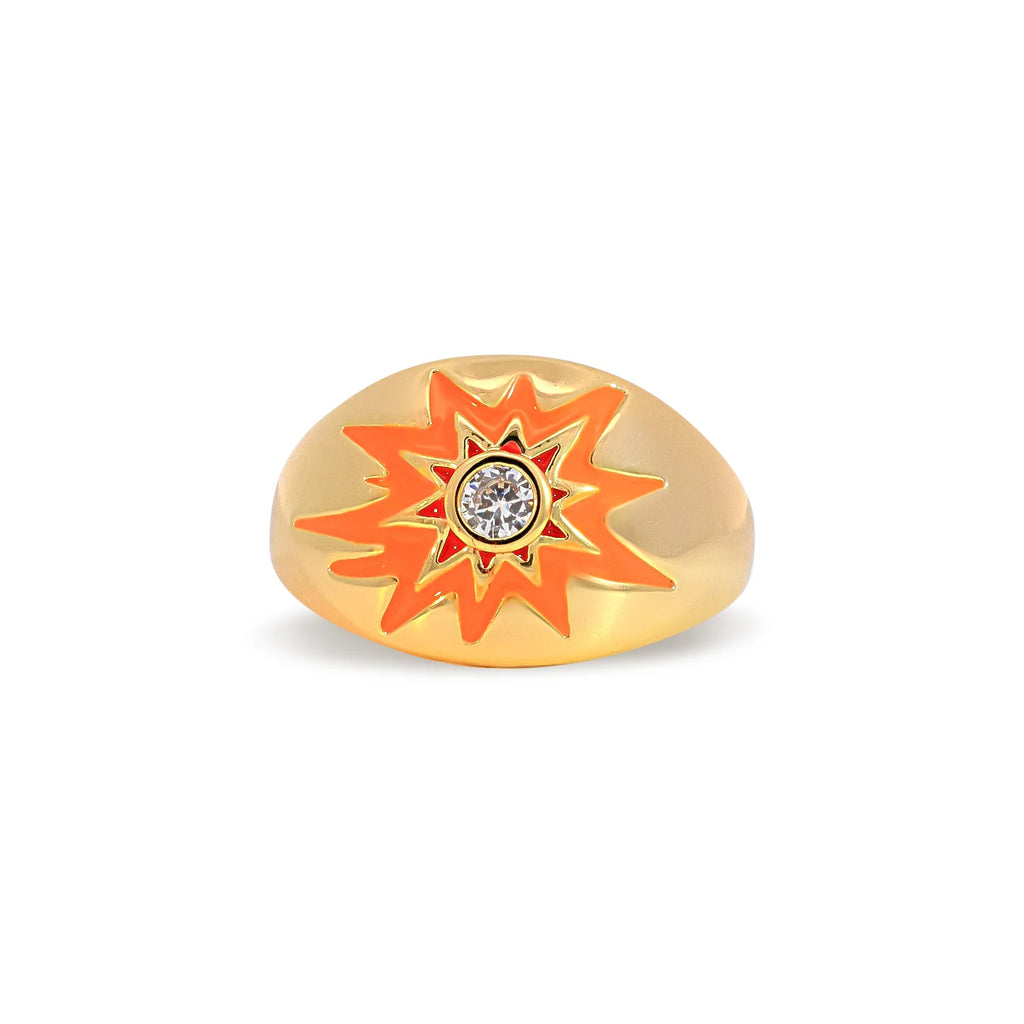 XUXA Orange Embellished Star Enamel Ring