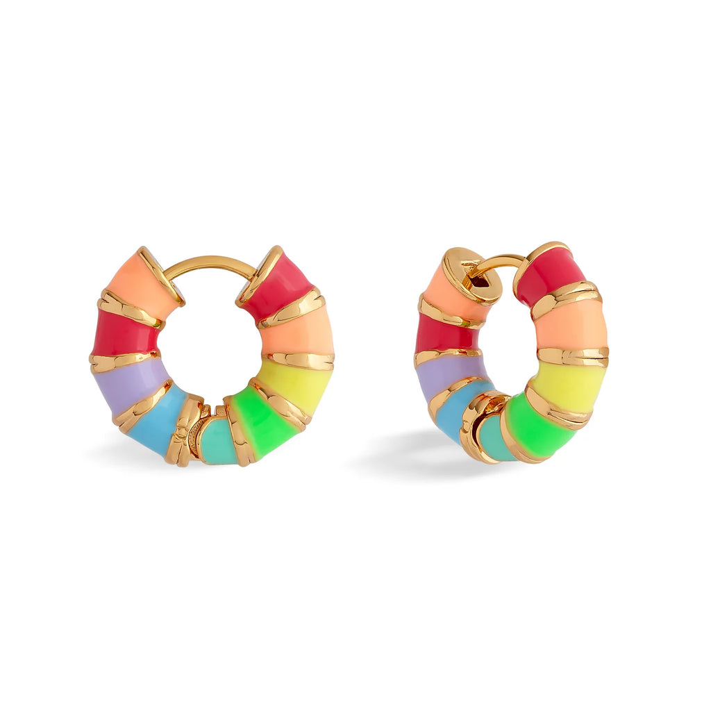 XUXA Pastel Rainbow Enamel Hoop Earrings