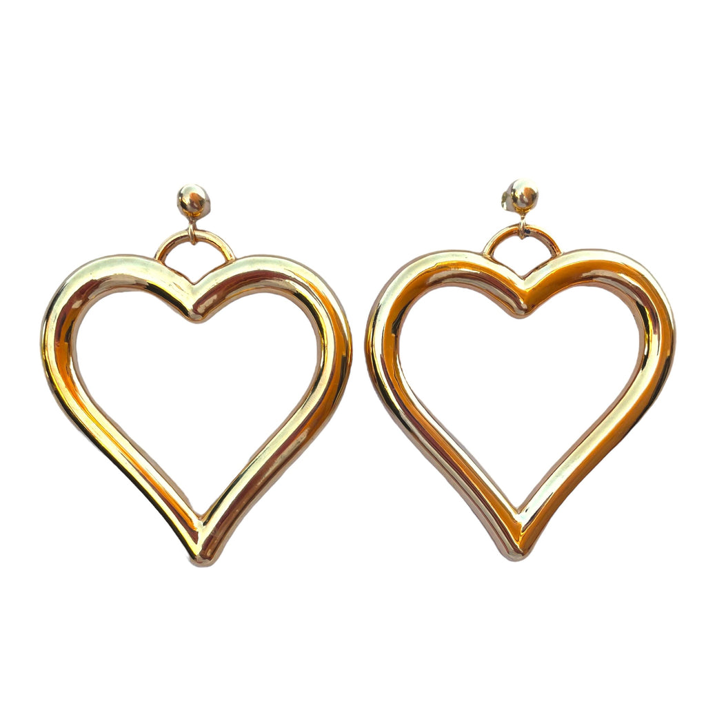 Holy Recycle Big Heart Drop Gold Earrings