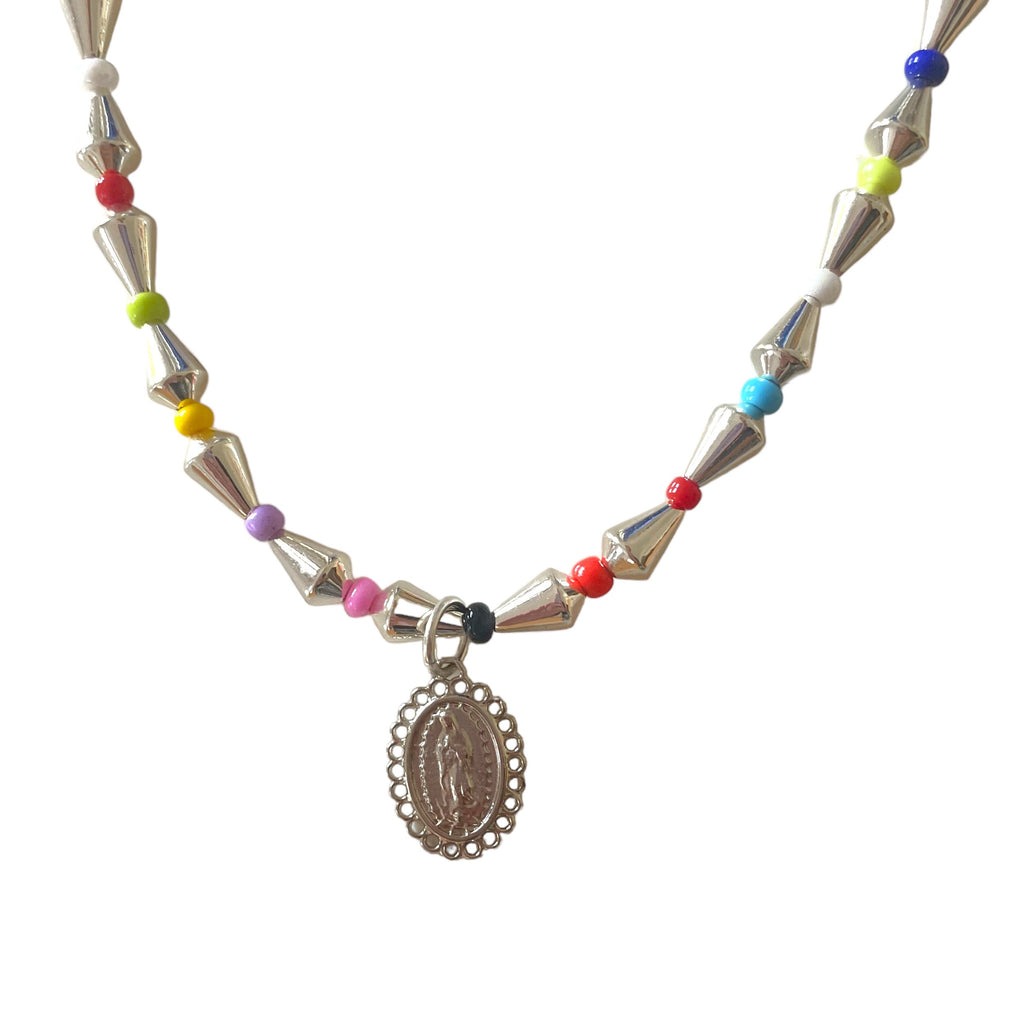 Holy Recycle Holy Guadalupe Silver Rainbow Necklace