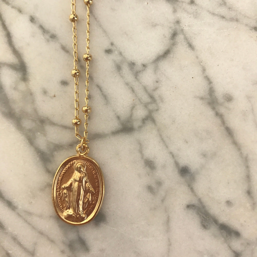 Holy Recycle Holy Mary Rosario Gold Necklace