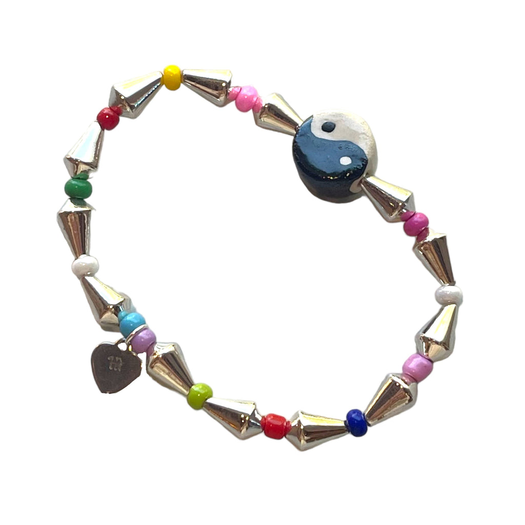 Holy Recycle Silver Ying Yang Beadz Bracelet